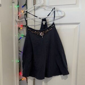 American Eagle Outfitters Dark Blue Camisole with Embellishments
